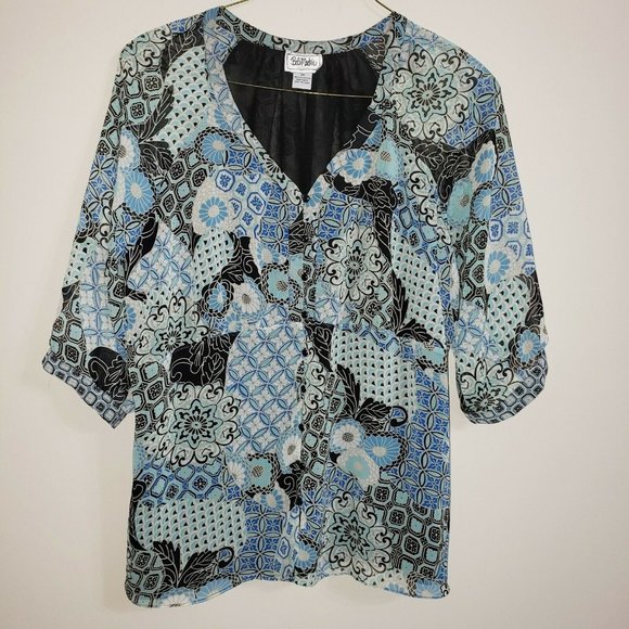 Bob Mackie Studio plus size 2X 3/4 sheer sleeves - Picture 1 of 6